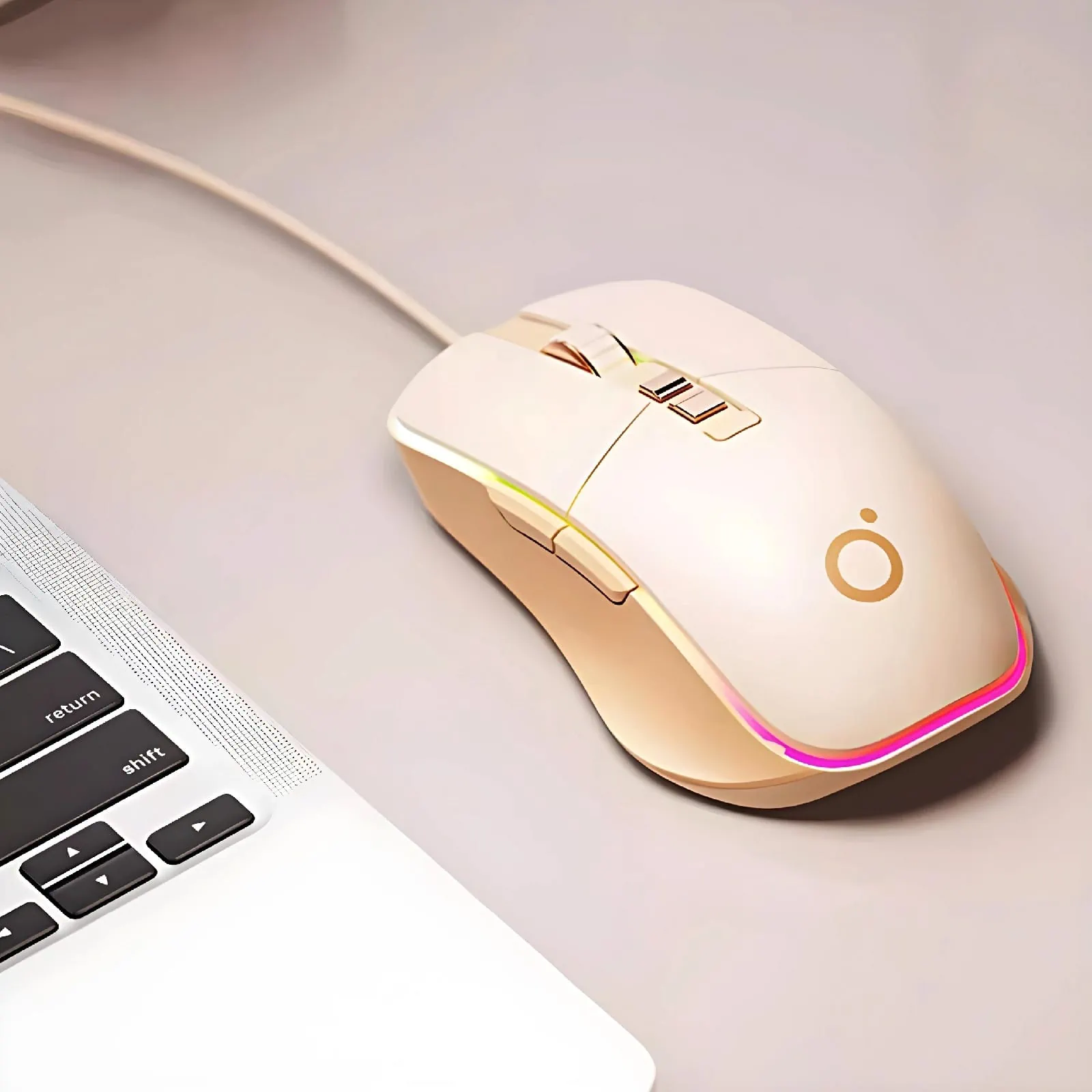 Retro Typewriter Wired Keyboard and Mouse Set 2S – Milk Tea Cream