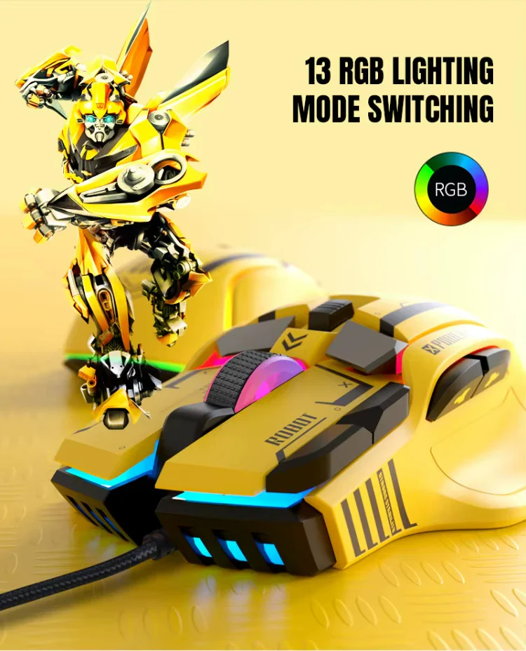 High Quality 12800 DPI USB Optical Ergonomic Wired RGB Programmable 6 Buttons Both Hands CE/FCC/RoHS Certified Game Mouse for PC
