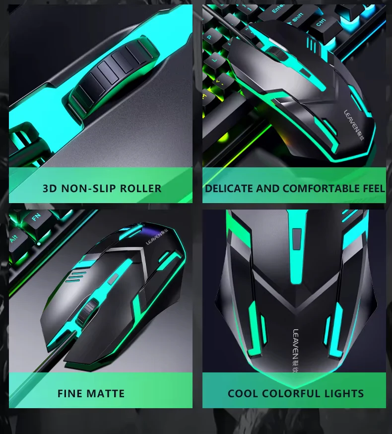 RGB Lighting Desktop Game Combo Set Home Mouse and Mechanical Keyboard with Wired Connection Keyboard and Mouse