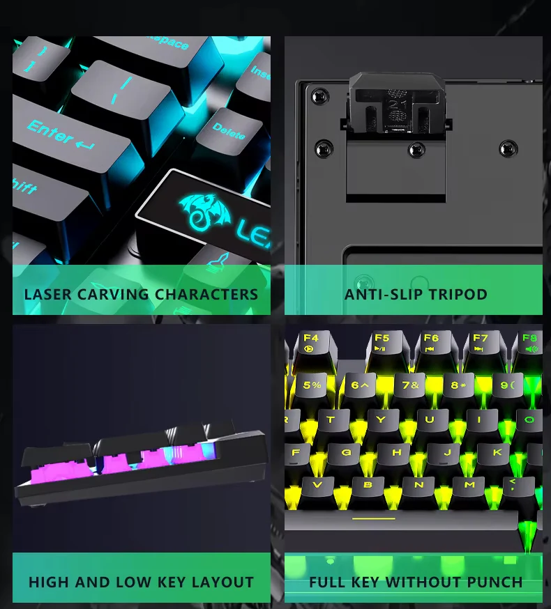 RGB Lighting Desktop Game Combo Set Home Mouse and Mechanical Keyboard with Wired Connection Keyboard and Mouse
