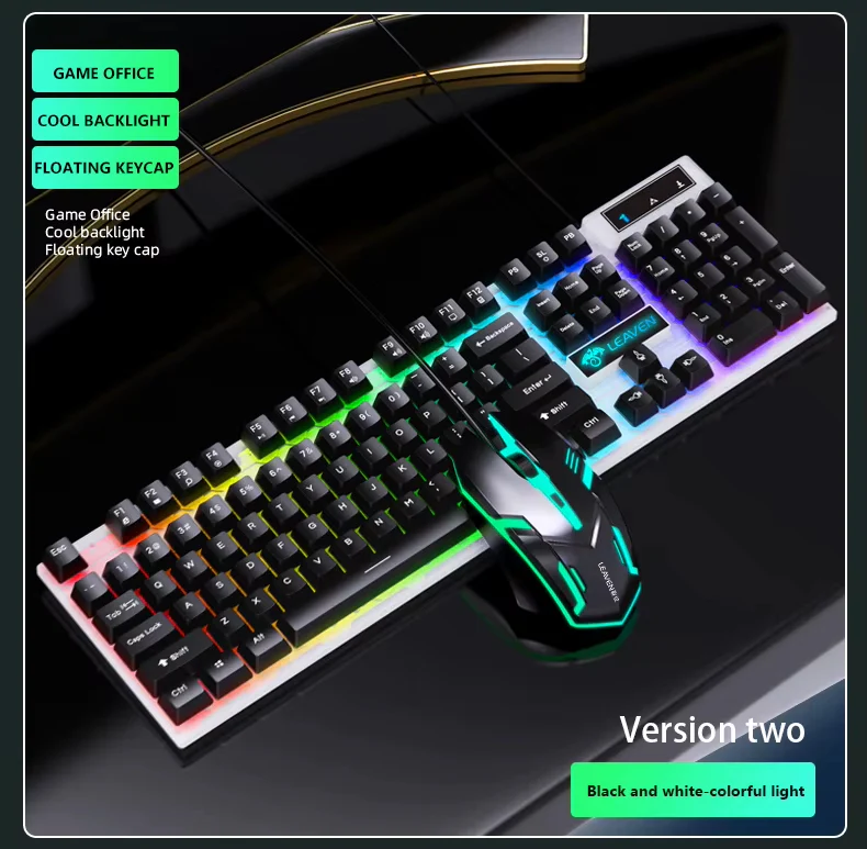 RGB Lighting Desktop Game Combo Set Home Mouse and Mechanical Keyboard with Wired Connection Keyboard and Mouse