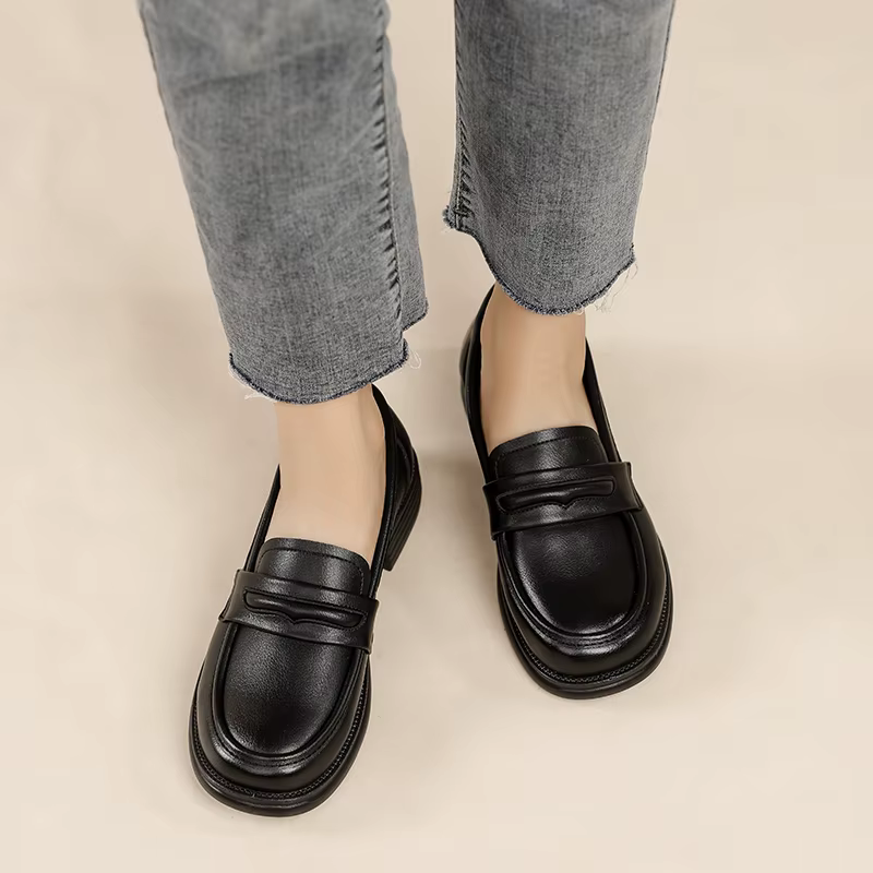 Women's Casual Loafers Slip On Leather Shoes Lightweight Walking Shoes Moccasins Classic Penny Loafer Flats Boat Shoes